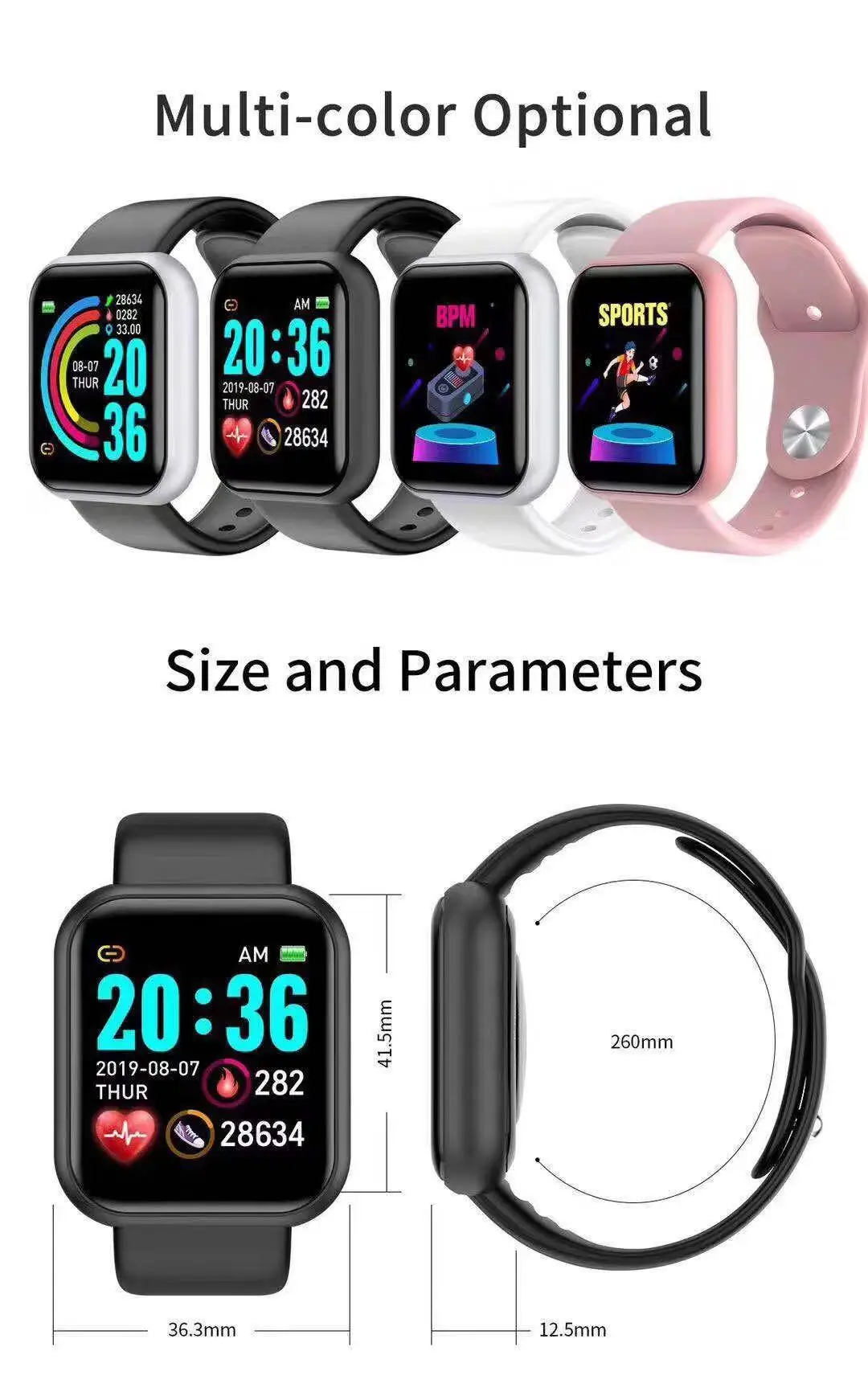 Smartwatch Watches Digital - Montre connectée D20 Pro pour hommes,