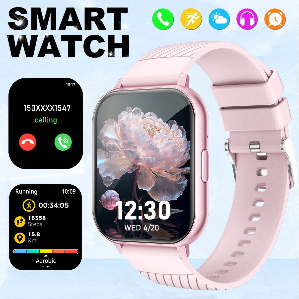 Smartwatch Watches Wallpaper - Montre intelligente multifonctionnelle Écran HD 1,83